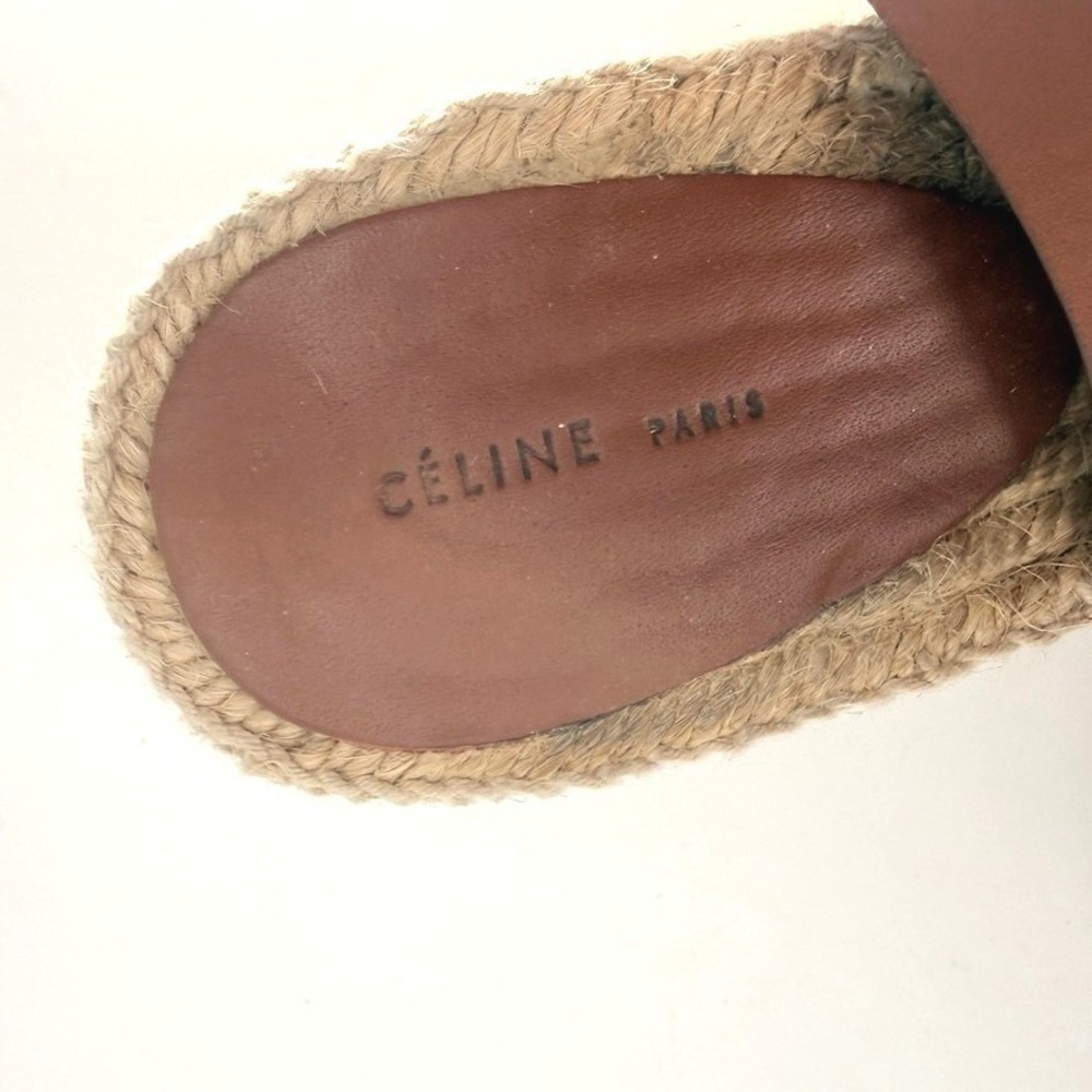 Celine Paris Brown Leather Phoebe Philo Espadrille Wedge Ankle Strap Size 39 - Picture 7 of 10